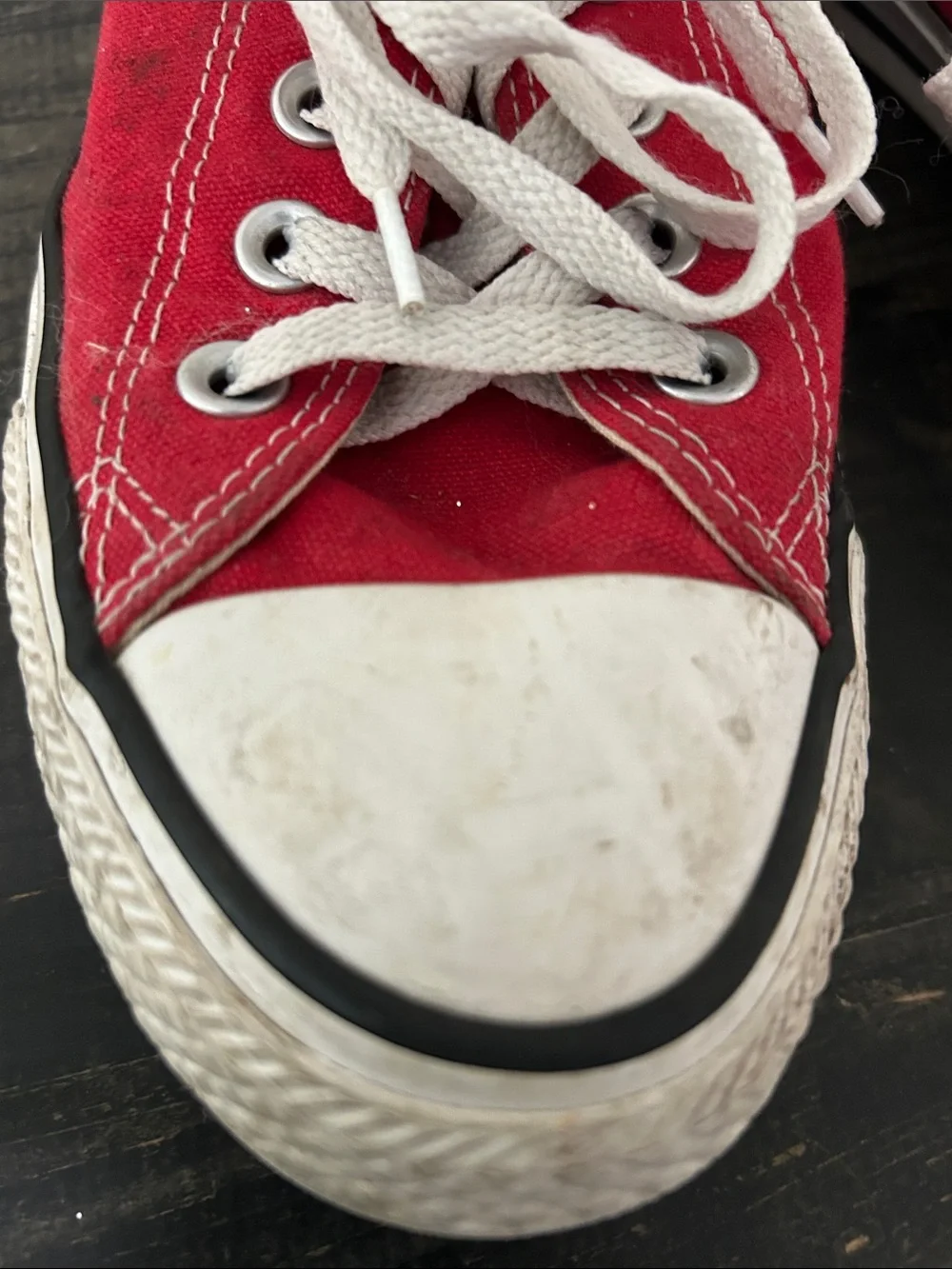 Red Low-Top Canvas Sneakers with White Laces